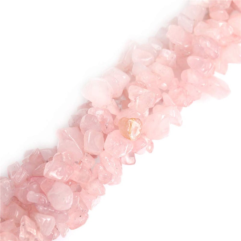 JOE FOREMAN 6-8mm Rose Quartz Beads Natural Stone Gravel Gemstone Chips Beads Wholesale Loose Beads for Jewelry Making Freeform Pink 34" JOE FOREMAN - Image 1